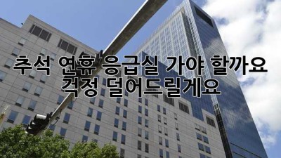 추석 연휴 응급실 가야 할까요? 걱정 덜어드릴게요!